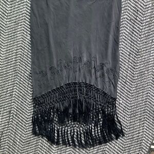 90s Vintage - LAUNDRY by Shelli Segal - Fringe Silk Skirt